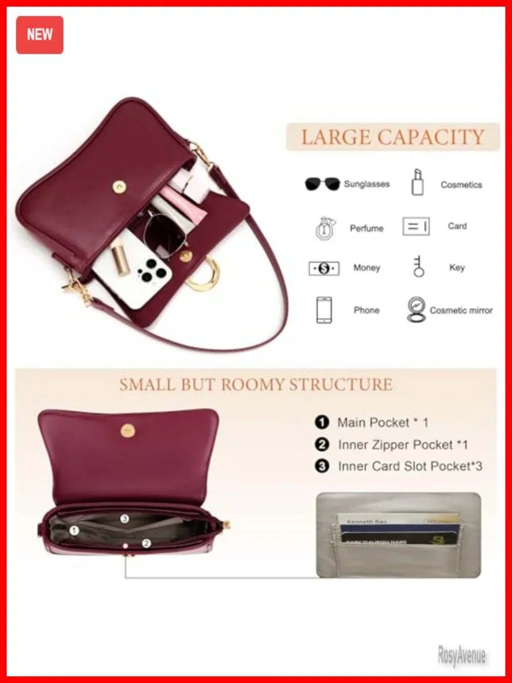 Vegan Leather Small Hobo Bag with Removable Strap